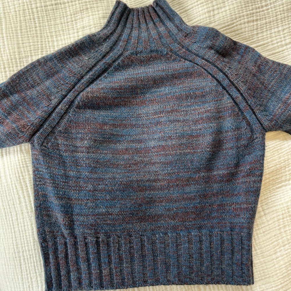 Soeur Blue and Bordeaux Knit Sweater